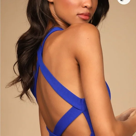 Lulus Straight To The Heart Royal Blue Backless Maxi Dress / cut out back - Picture 2 of 10